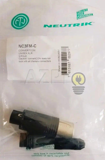 Conector Xlr 3 Pin Macho-Hembra Unisex Linea Nc3Fm-C Neutrik Electrónica > Audio Equipos Para