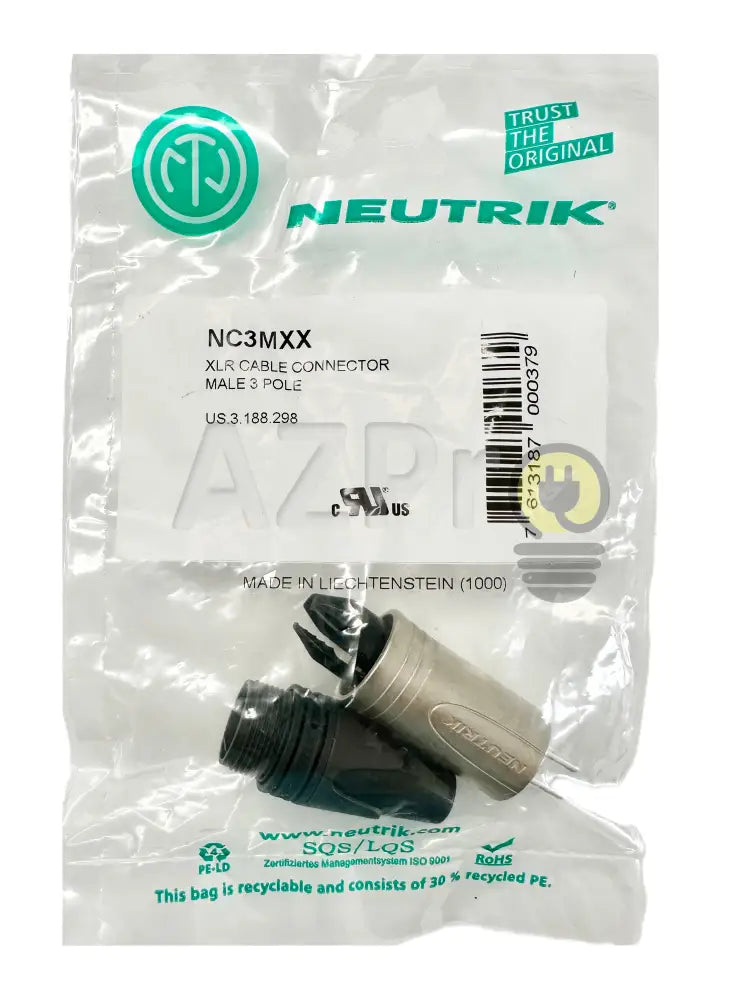 Conector Xlr 3 Pin Macho Linea Nickel Plata NC3MXX Neutrik - Electrónica > Audio > Equipos para escenario