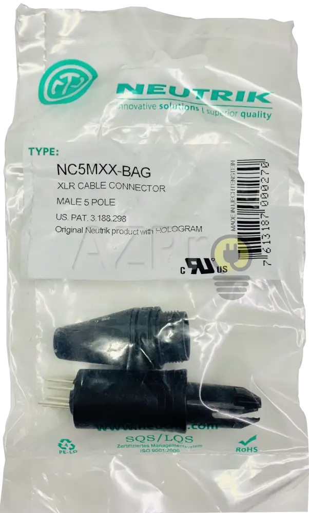 Conector Xlr 5 Pin Macho Linea Negro Plata Nc5Mxx Neutrik Electrónica > Audio Equipos Para Escenario