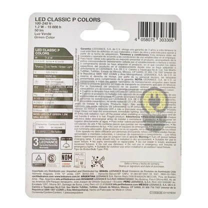 Foco Led Bulb 1.2W 120V E27 Classic P Decorativo Verde Osram Casa Y Jardín > Iluminación Bombillas