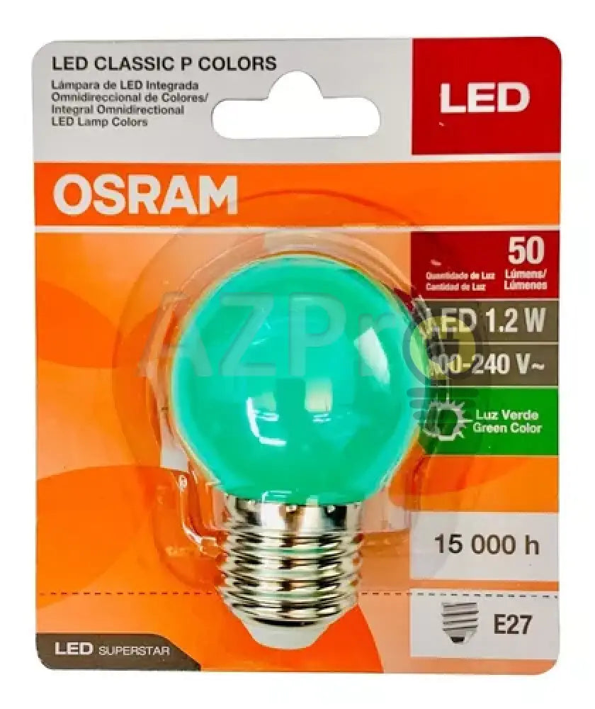 Foco Led Bulb 1.2W 120V E27 Classic P Decorativo Verde Osram Casa Y Jardín > Iluminación Bombillas