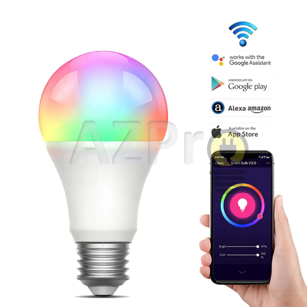 Foco Led Bulbo Inteligente 9W 120V Smart Bulb Rgb Wifi Azpro Casa Y Jardín > Iluminación Bombillas