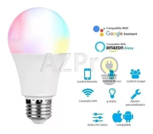 Foco Led Bulbo Inteligente 9W 120V Smart Bulb Rgb Wifi Azpro Casa Y Jardín > Iluminación Bombillas