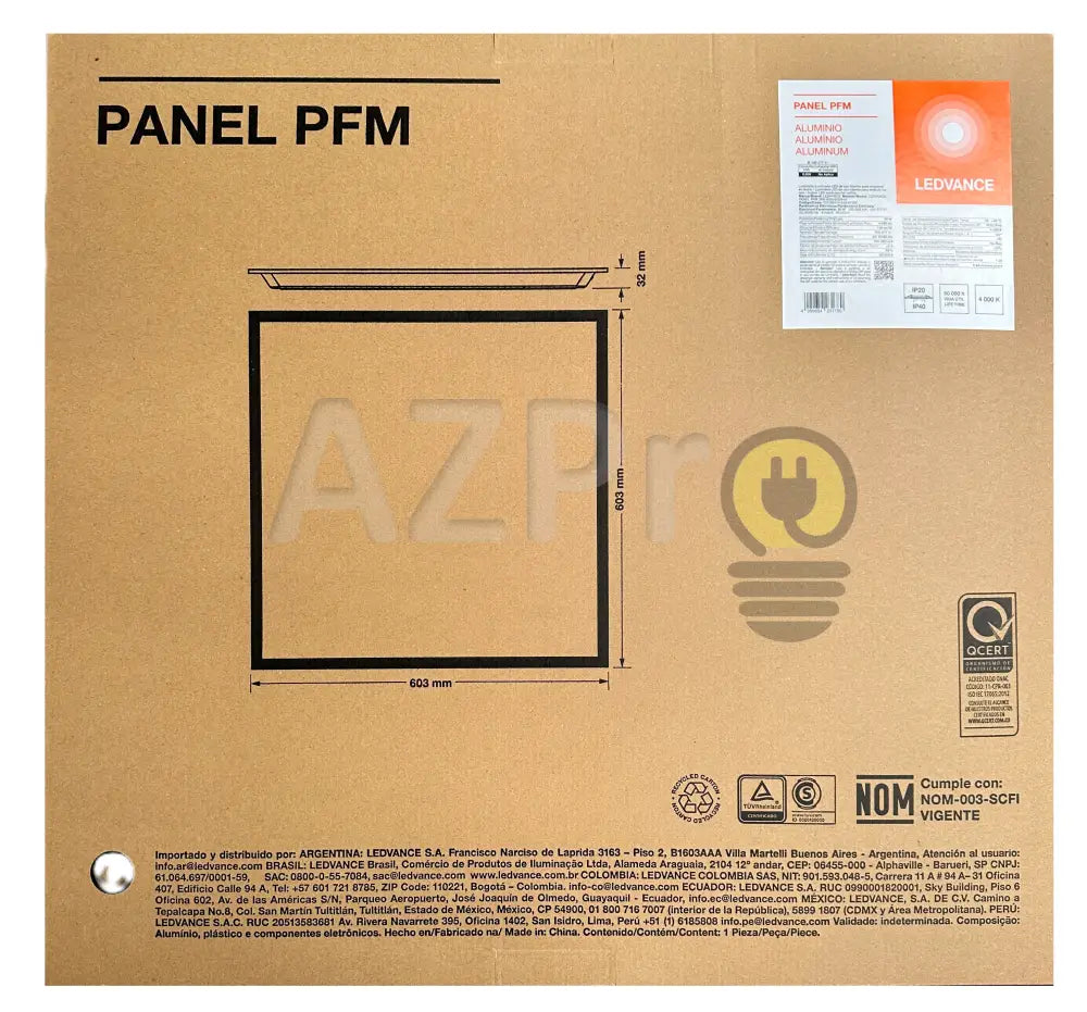 Foco Led Panel PFM 36w 100-277v 60 x 60cm Blanco Neutro 91048 Ledvance - Casa y jardín > Iluminación > Bombillas >