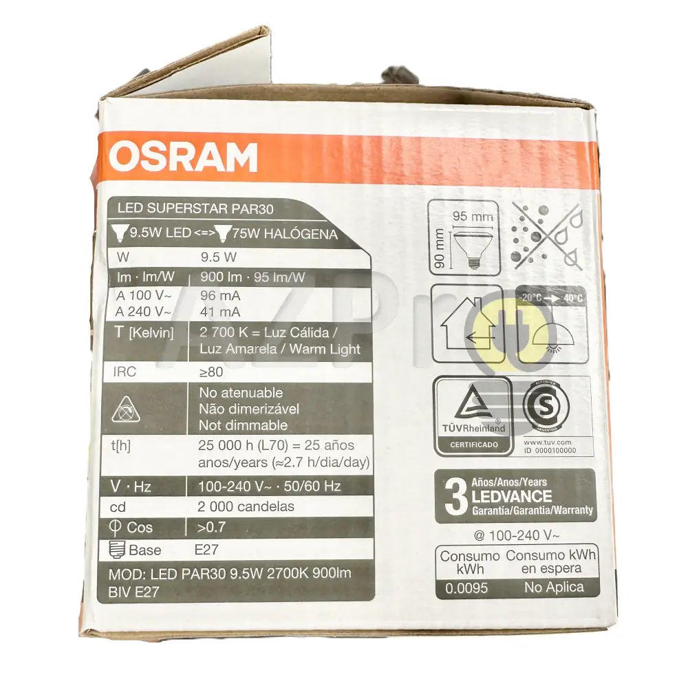 Foco Led Par 30 9.5W 100 - 240V E27 25º Blanco Calido 2 700K Ledvance Osram Casa Y Jardín >