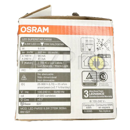 Foco Led Par 30 9.5W 100 - 240V E27 25º Blanco Calido 2 700K Ledvance Osram Casa Y Jardín >