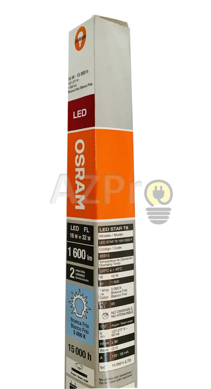 Foco Led Tubo T8 120Cm 16W 127-277V 170 Grados Cristal 5000K Osram Casa Y Jardín > Iluminación