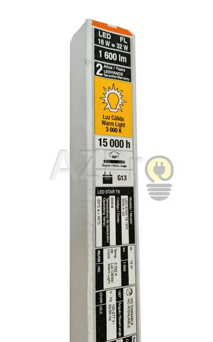 Foco Led Tubo T8 120Cm 16W 127-277V 170 Grados Cristal 88408 3000K Osram Casa Y Jardín > Iluminación