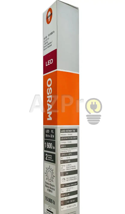 Foco Led Tubo T8 120Cm 16W 127-277V 170 Grados Cristal 88409 4000K Osram Casa Y Jardín > Iluminación