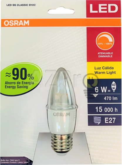 Foco Led Vela 6W 120V Dimeable Base E27 Calido 82614 Osram Casa Y Jardín > Iluminación Bombillas Con