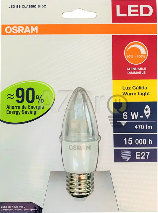 Foco Led Vela 6W 120V Dimeable Base E27 Calido 82614 Osram Casa Y Jardín > Iluminación Bombillas Con