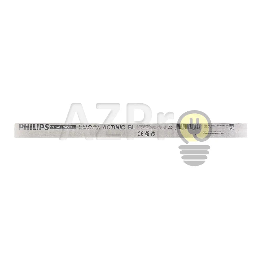 Foco T8 Lampara Fluorescente F15T8Bl 15W G13 Uv Luz Negra Tl - D 15/10 Actinic Secura Philips Casa