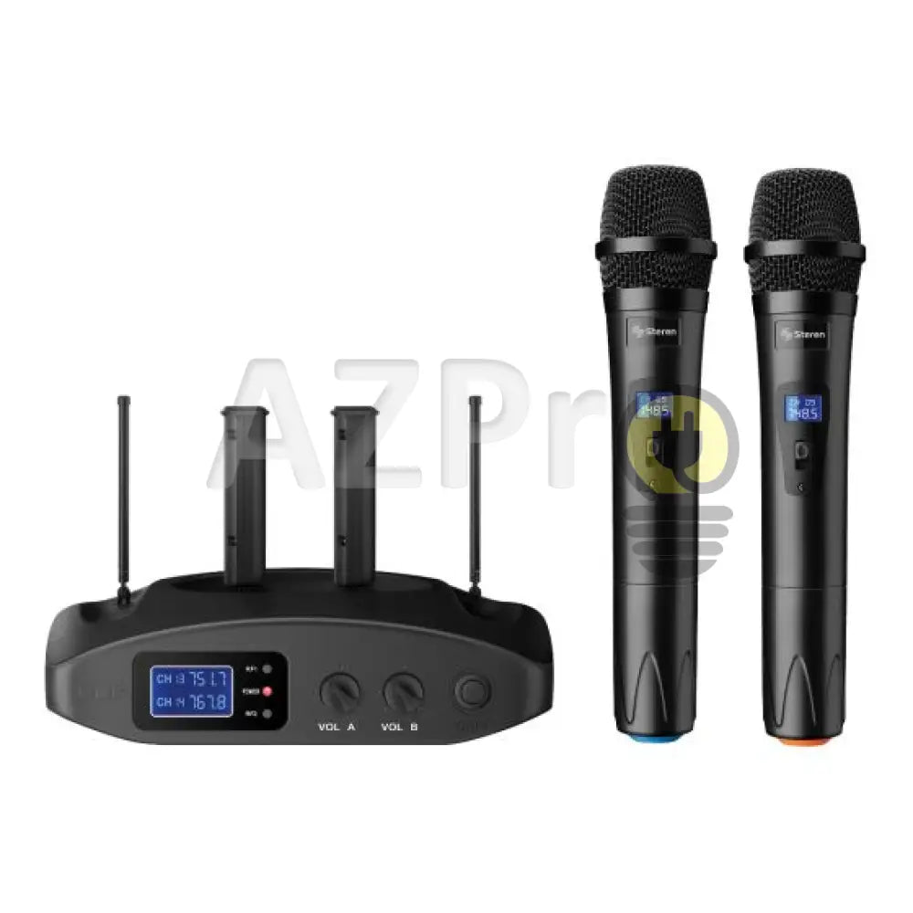 Kit 2X Microfonos Profesionales Inalambricos Uhf Recargables Steren Electrónica > Audio Equipos Para