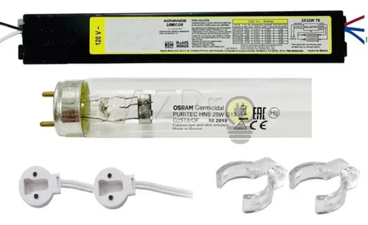 Kit Tubo Germicida 25W + Balastra Bases Listo Para Operar Azpro Economía E Industria > Productos