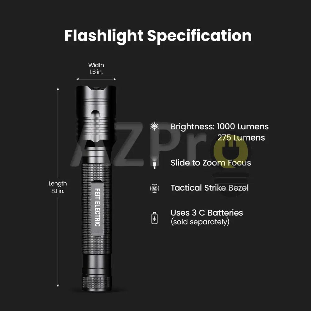 Lampara Tactica Led Linterna con 2 Intensidades y 2 Angulos FL1000 Feit - Casa y jardín > Iluminación > Bombillas >