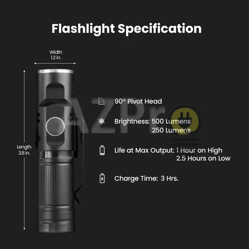 Lampara Tactica Led Recargable Linterna 2 intensidades y Estrobo 500 Lumen FL500-MINI Feit Casa y jardín > Iluminación