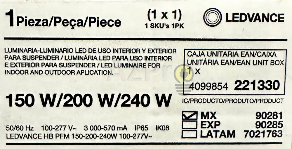Led Highbay Selectable 150-200-240w 4000-5000-6000k Ledvance Casa y jardín > Iluminación > Bombillas > Bombillas con