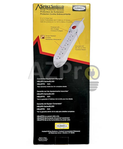 Regleta Multicontacto 1.8Mt 350 Joules 127V 15A 6 Salidas Spikeshield HBL6PS350A Hubbell - Electrónica > Audio >