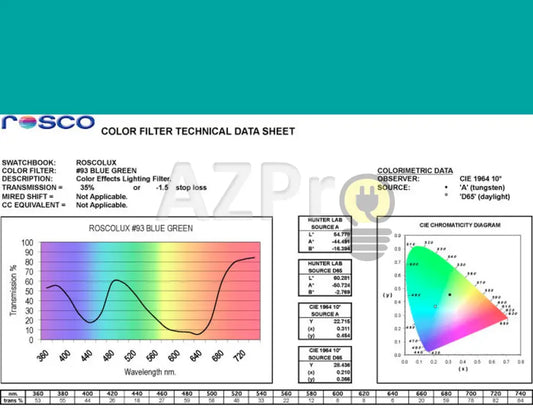 Rollo De Filtro 7.60 X 61Cm Blue Green R24Ro-93 Rosco Electrónica > Audio Equipos Para Escenario